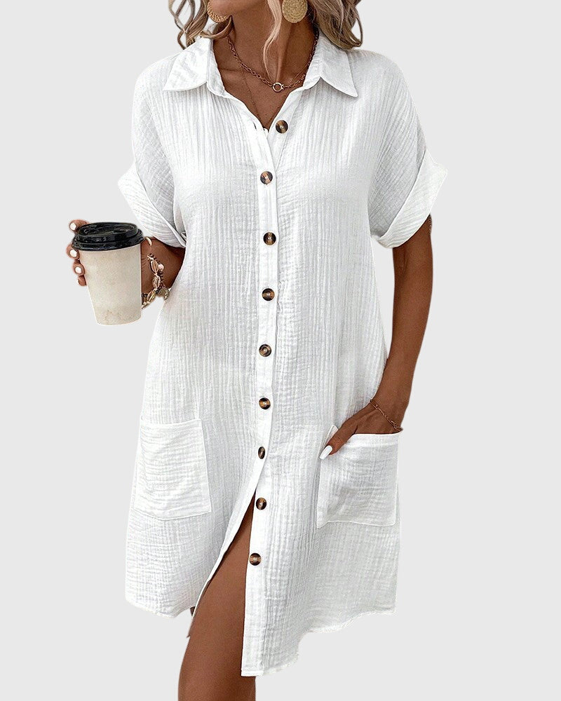 Caroline | Women's Relaxed Fit Midi Dress, Light Breathable Warm Weather Dress