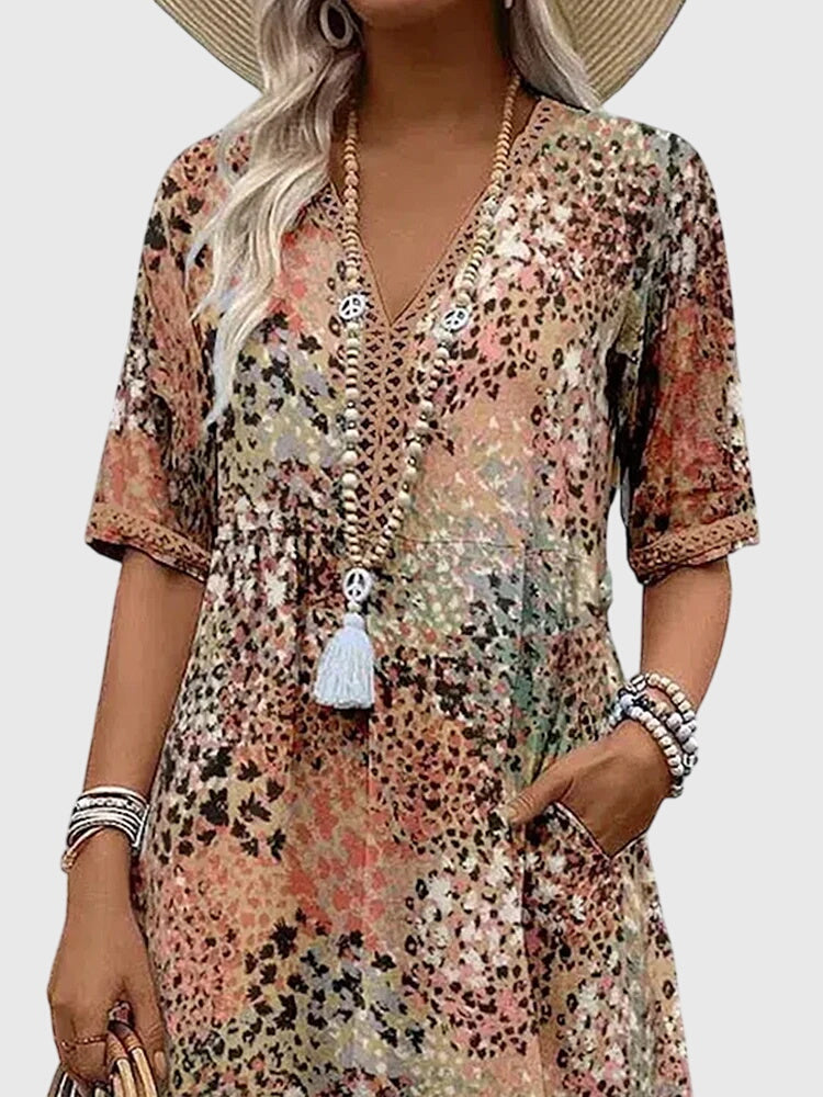 Bella | Women's Floral Print Midi Dress, Lightweight Garden Party Dress