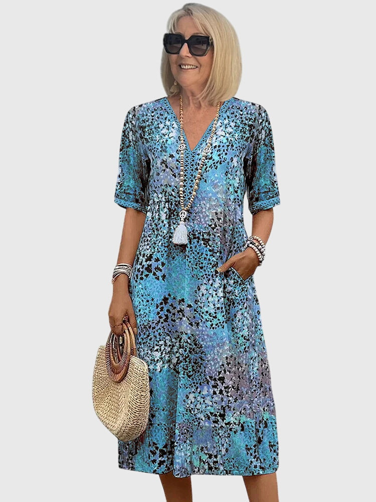 Bella | Women's Floral Print Midi Dress, Lightweight Garden Party Dress