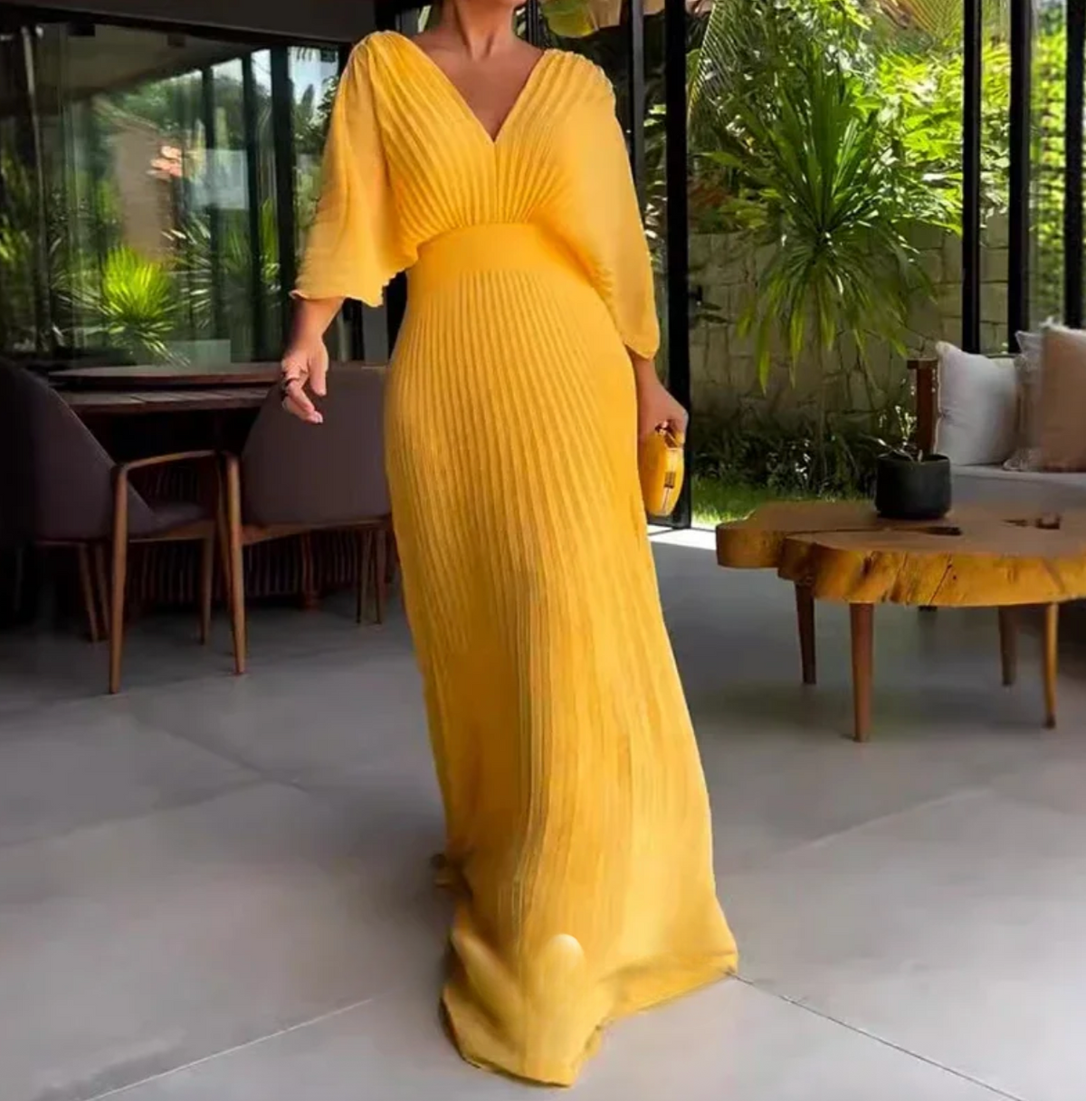 Greta | Women's Pleated Maxi Dress, Flowing Long Dress for Special Occasions