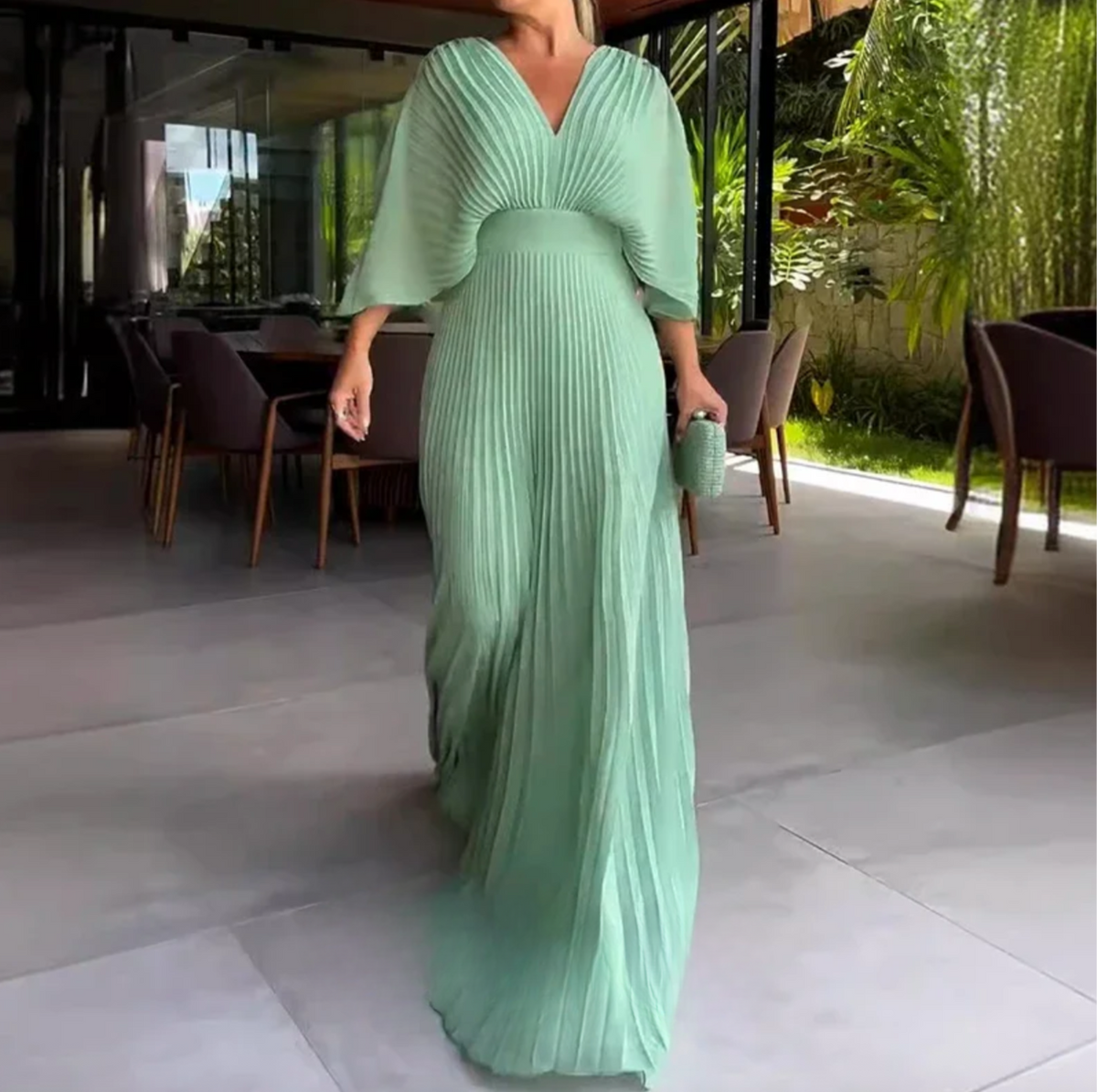 Greta | Women's Pleated Maxi Dress, Flowing Long Dress for Special Occasions
