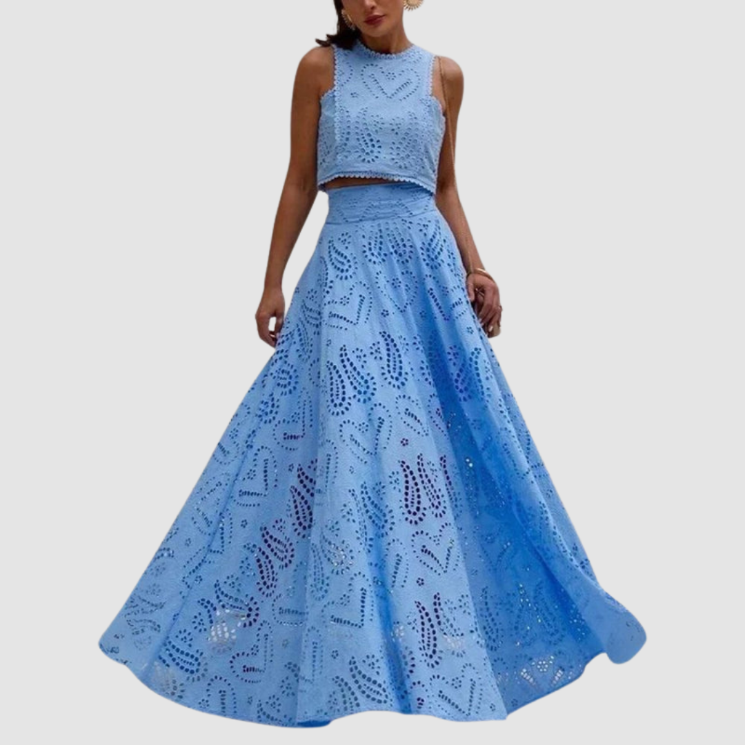Tallie | Women's Two-Piece Set, Sleeveless Crop Top and Flowy Maxi Skirt for Summer