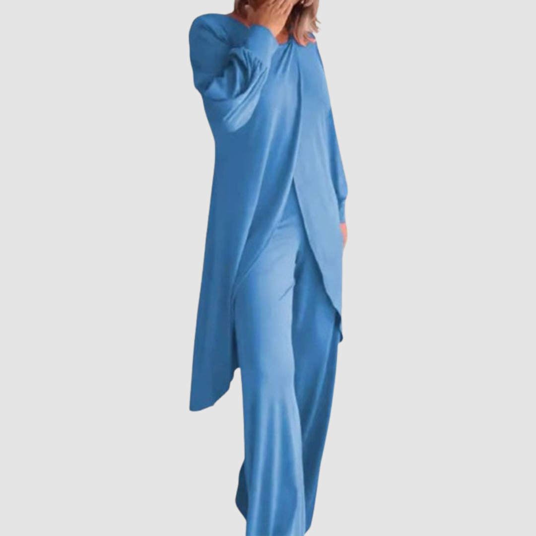 Laine | Women's Two-Piece Set, Longline Top and Relaxed Trousers Everyday Outfit