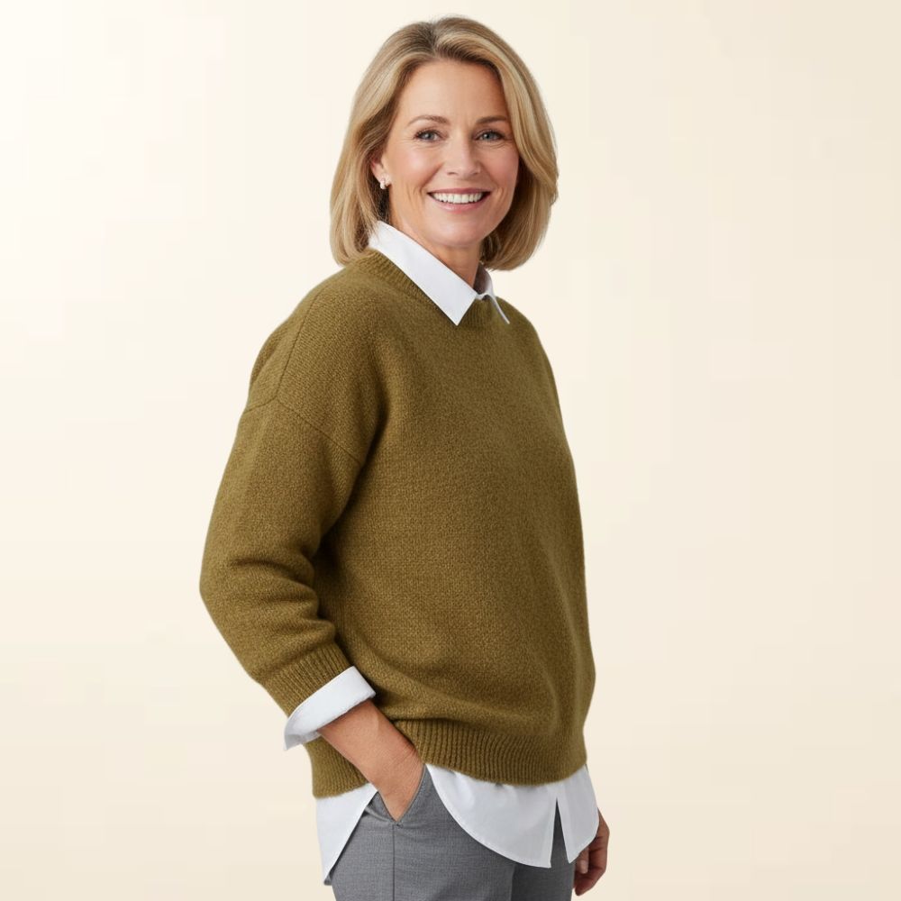 Fiën | Women's Wool Blend Knitted Sweater, Soft Relaxed Fit Everyday Knit