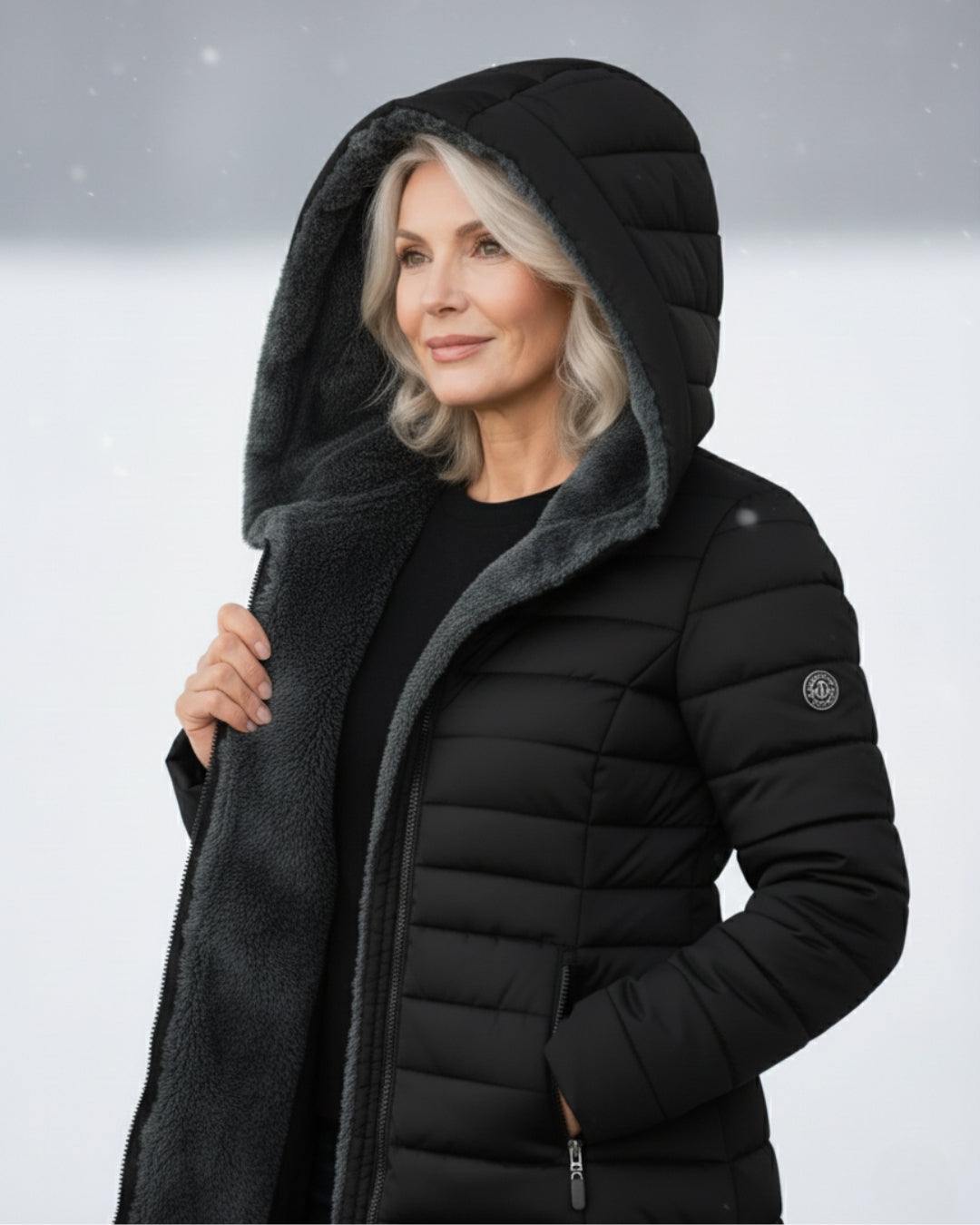 Olivia | Women's Quilted Nylon Puffer Winter Coat, Fleece-Lined Water-Resistant Longline