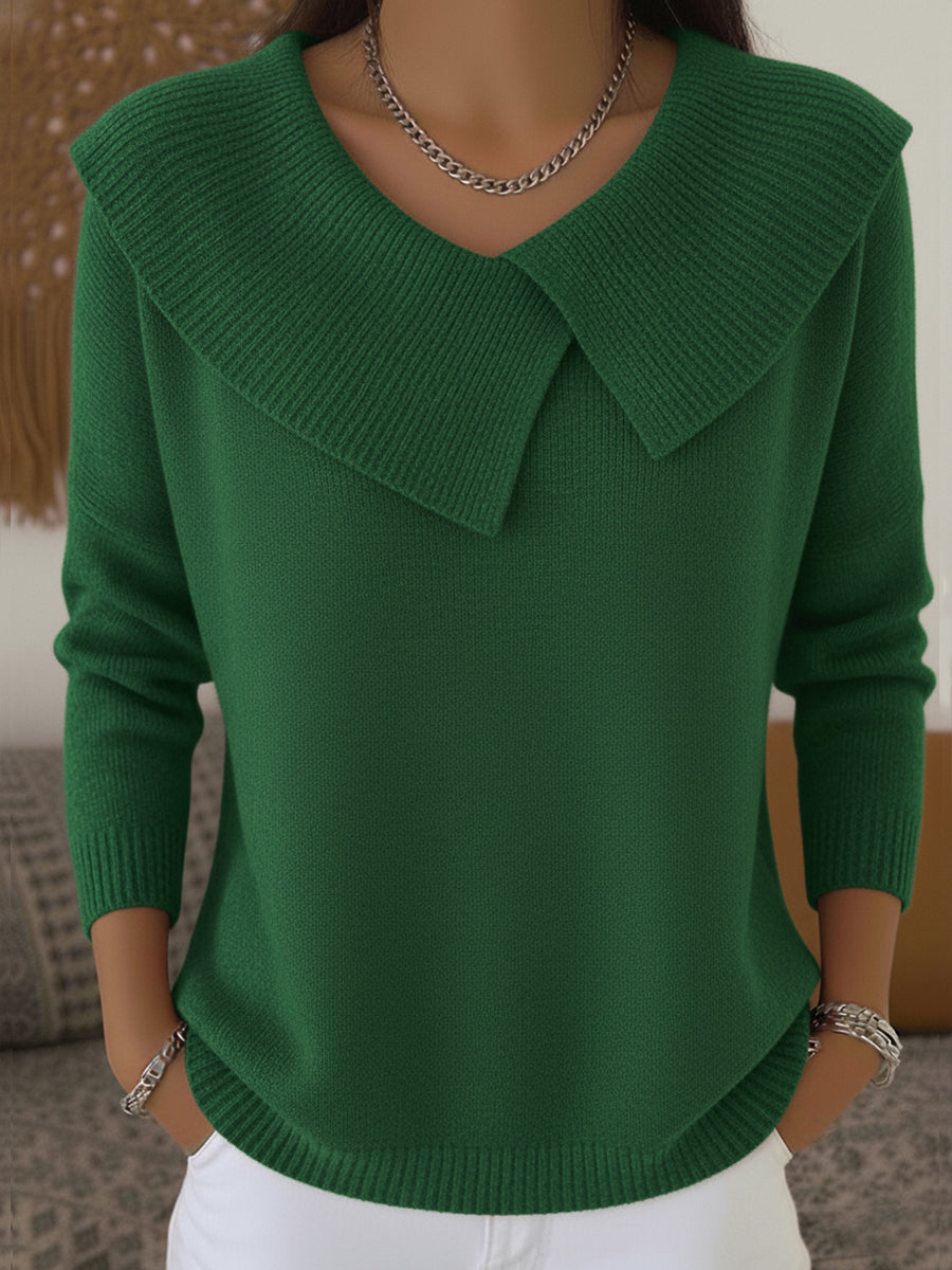 Cassidy | Women's Warm Collared Sweater, Pleat Detail Soft Knit Winter Pullover