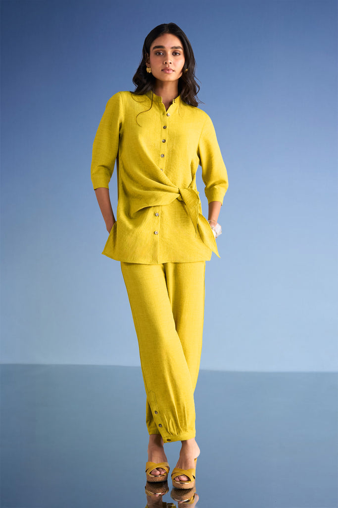 Women's Linen Wide-Leg Pants & Side-Tie Top Co-ord Set