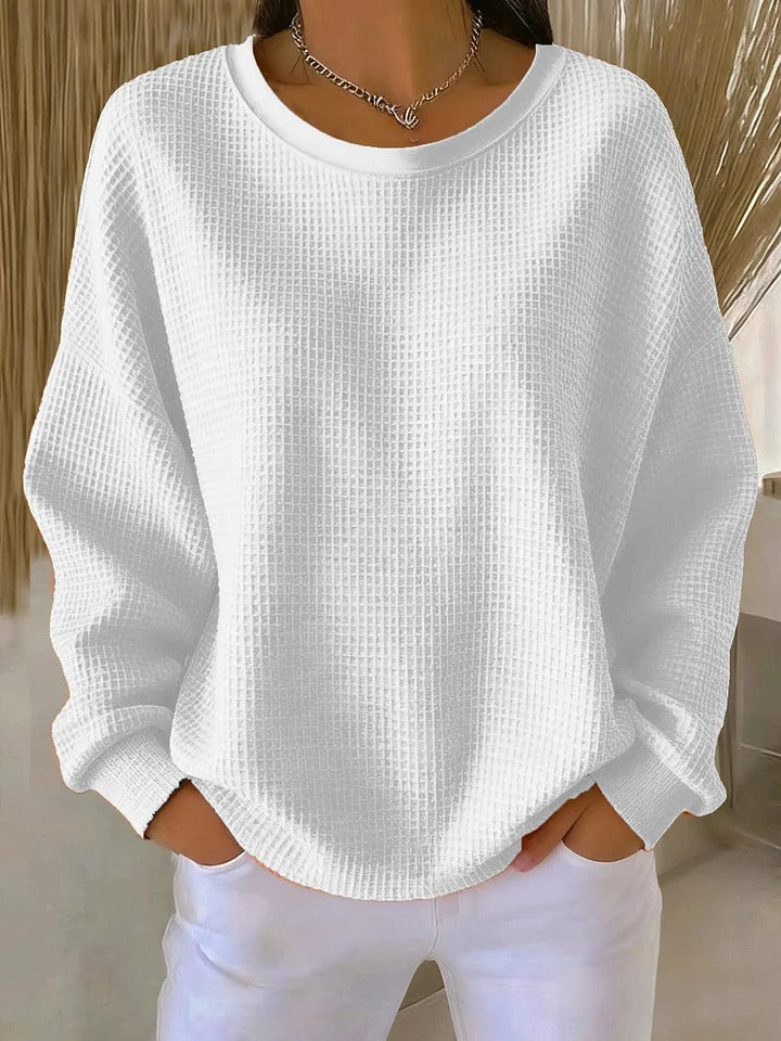 Eden | Women's Soft Textured Sweater, Minimalist Relaxed Fit Knit Sweater