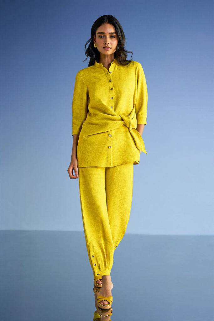Women's Linen Wide-Leg Pants & Side-Tie Top Co-ord Set