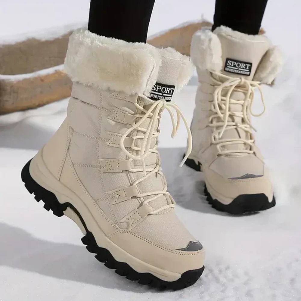 Sumya | Women's Fur-Collar Snow Boots, Warm Lined Non-Slip Winter Boots