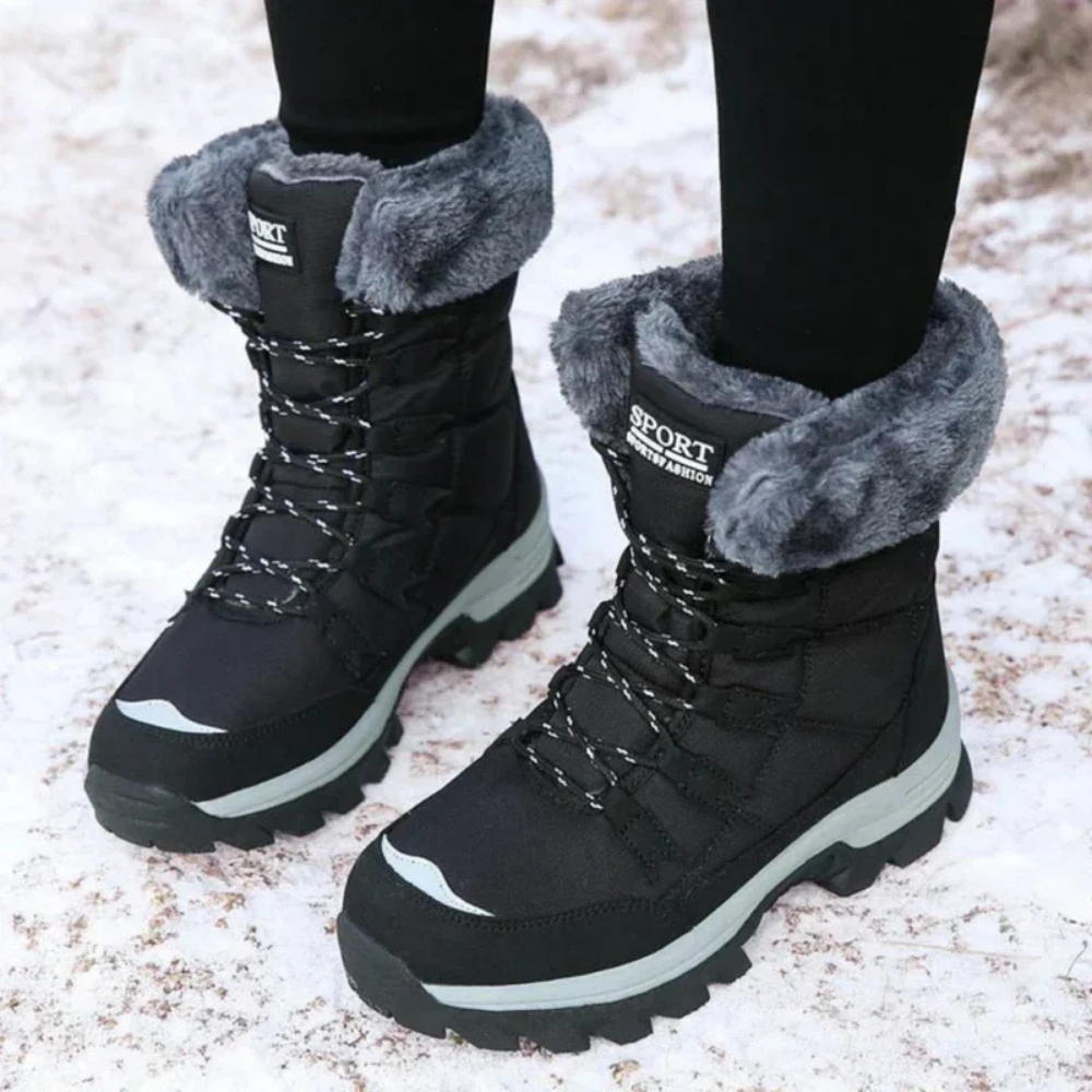 Sumya | Women's Fur-Collar Snow Boots, Warm Lined Non-Slip Winter Boots