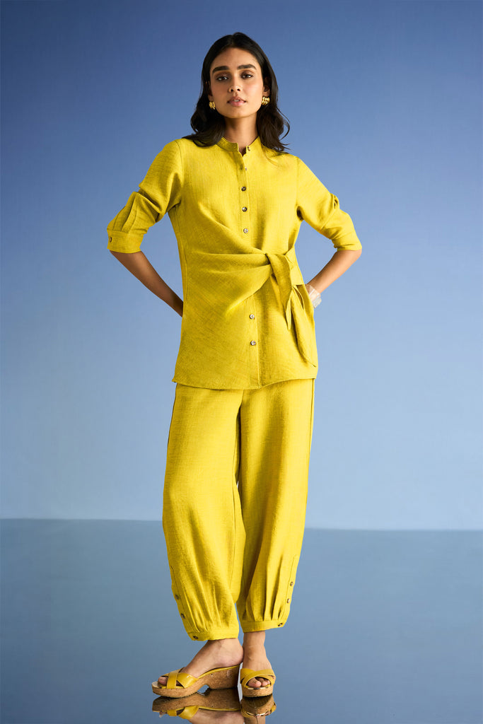 Women's Linen Wide-Leg Pants & Side-Tie Top Co-ord Set