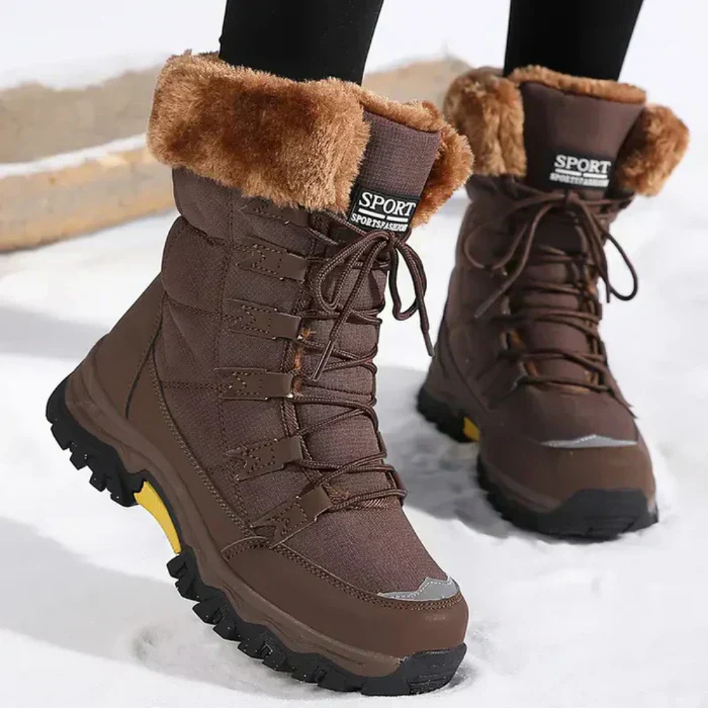 Sumya | Women's Fur-Collar Snow Boots, Warm Lined Non-Slip Winter Boots