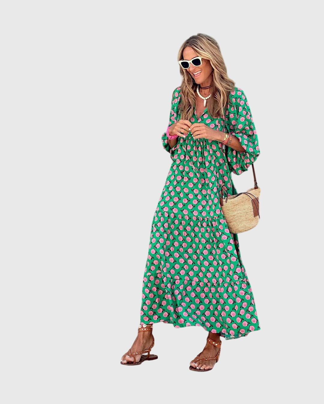 Sarah | Women's Boho Maxi Dress, Flowing Lightweight Dress for Day and Evening Wear
