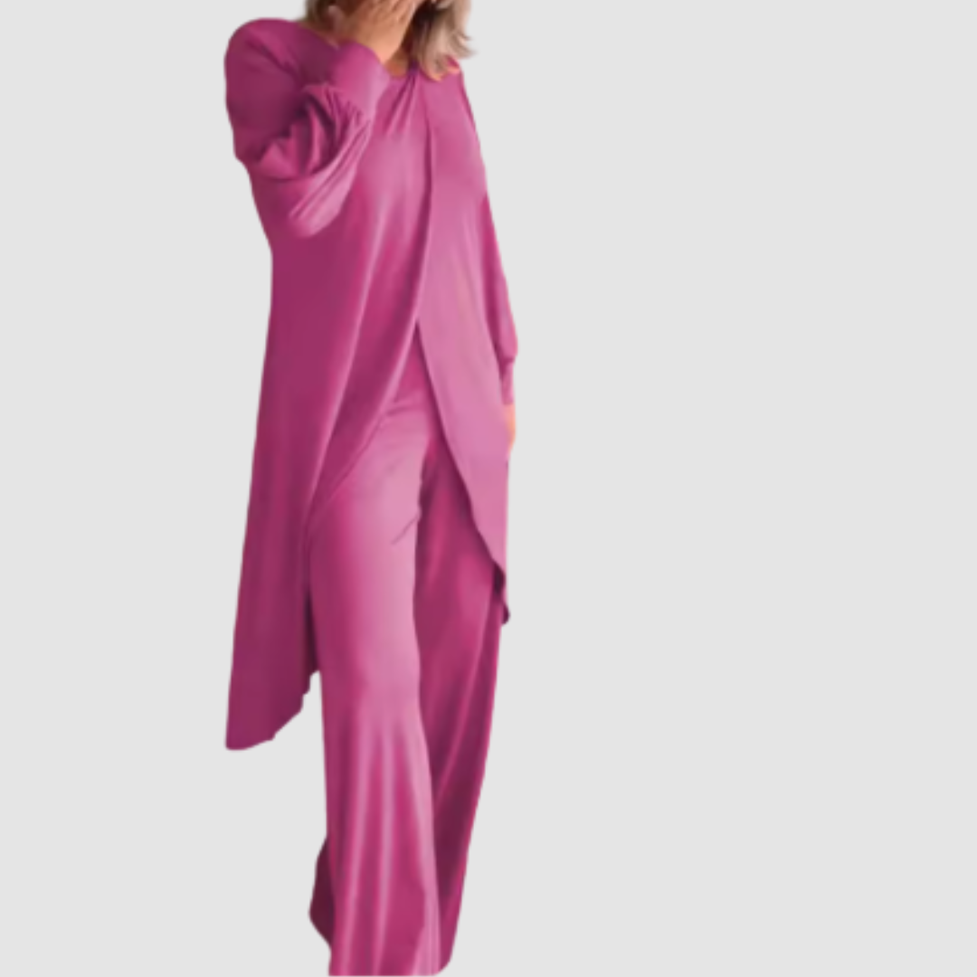 Laine | Women's Two-Piece Set, Longline Top and Relaxed Trousers Everyday Outfit
