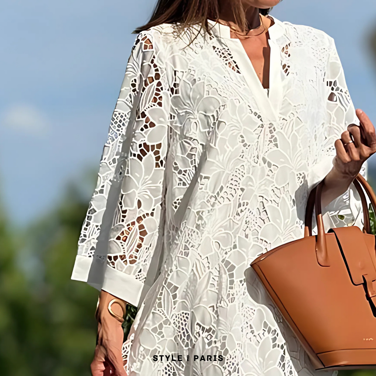 Isabelle | Women's All-Over Lace Midi Dress, Three-Quarter Sleeve Occasion Dress