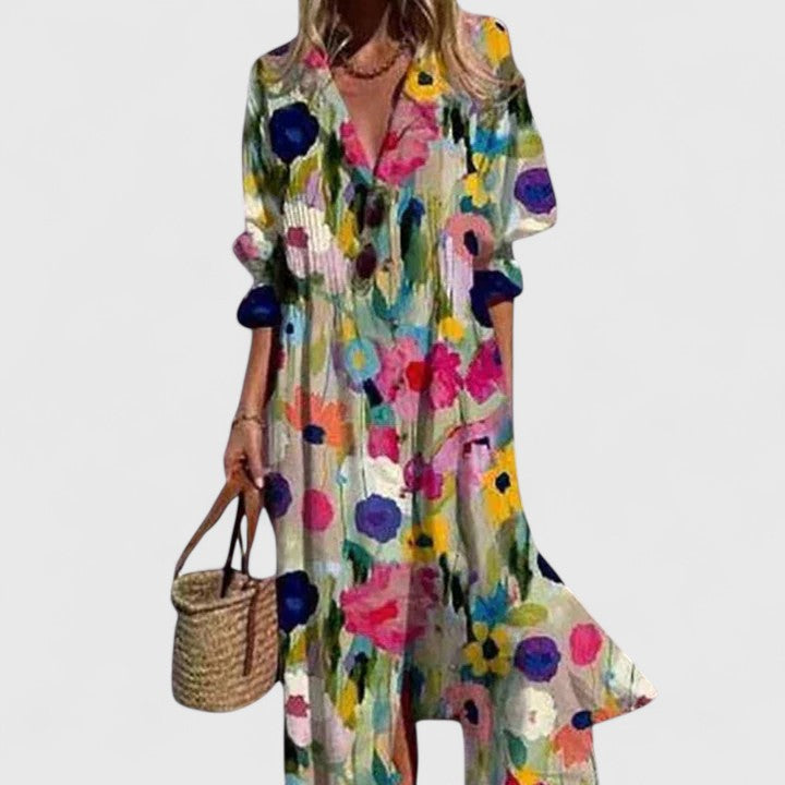 Diane | Women's Boho Print Dress, Relaxed Flowy Casual Dress for Any Occasion