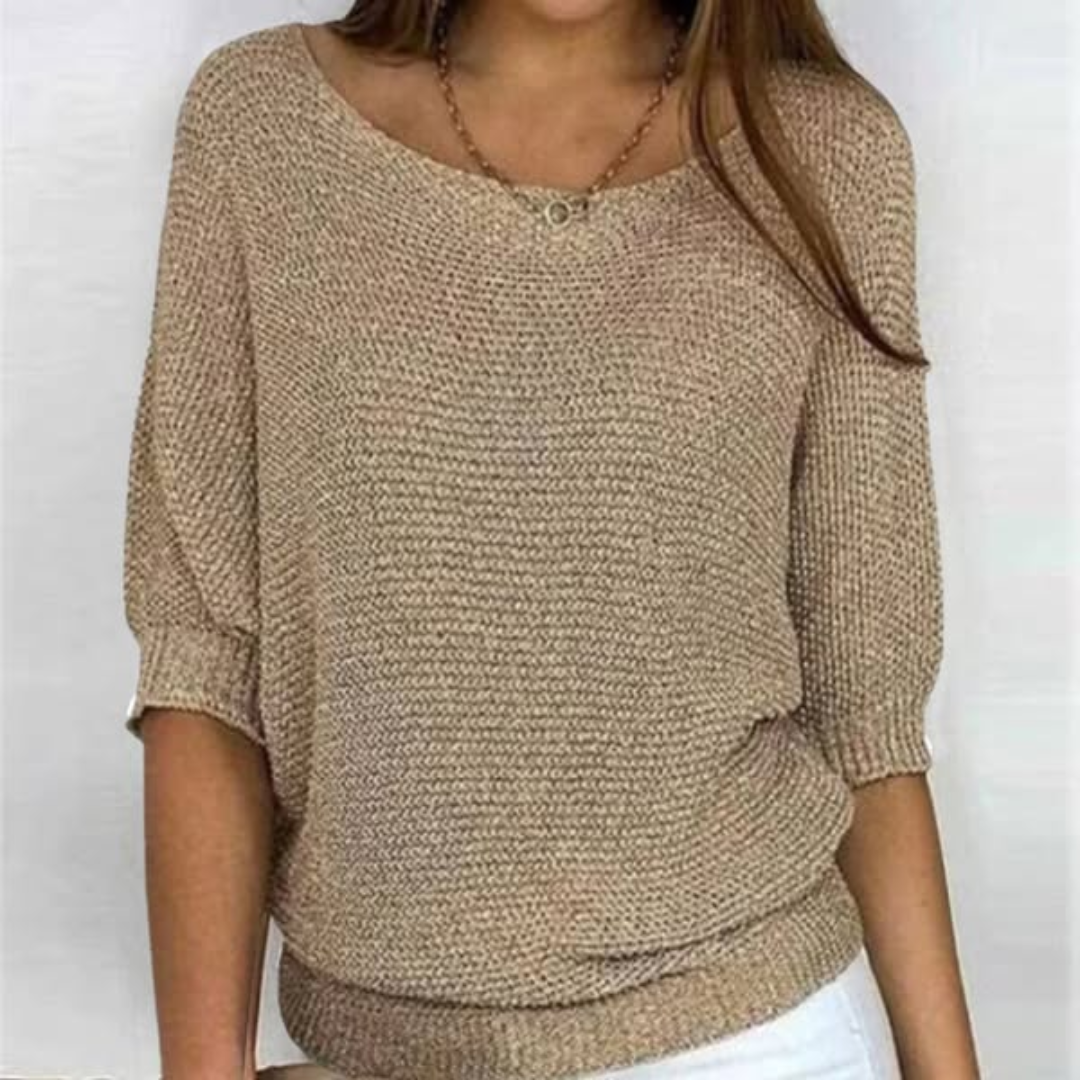 Eliana | Women's Lightweight Spring Sweater, 3/4 Sleeve Soft Knit Sweater
