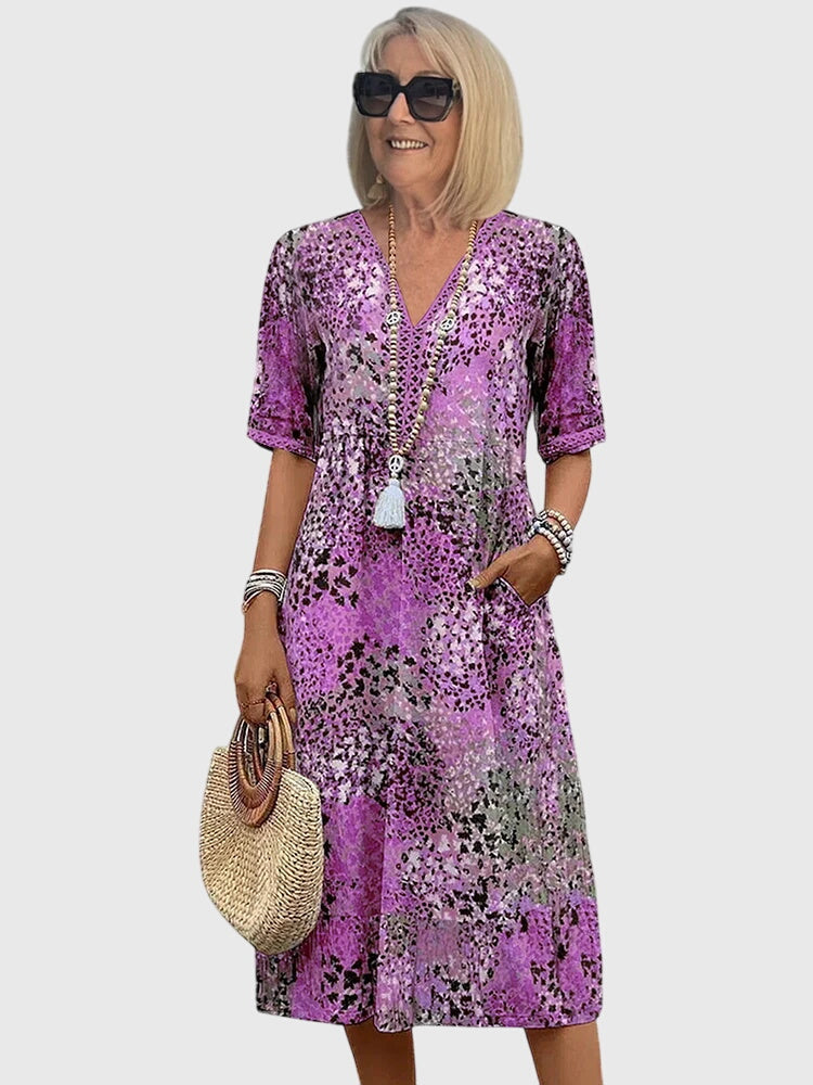 Bella | Women's Floral Print Midi Dress, Lightweight Garden Party Dress