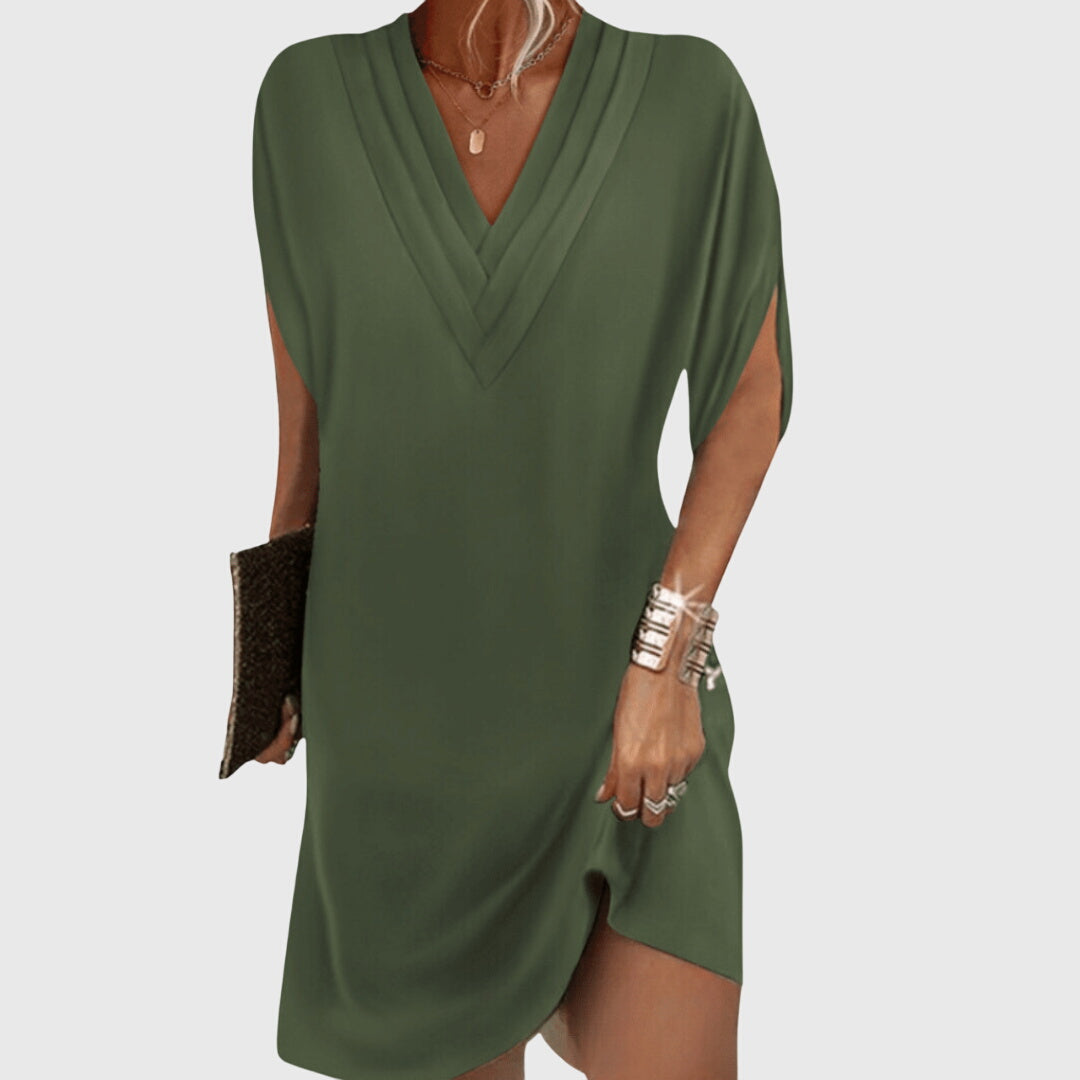 Anita | Women's V-Neck Mini Dress, Flowy Tummy-Hiding Casual Dress