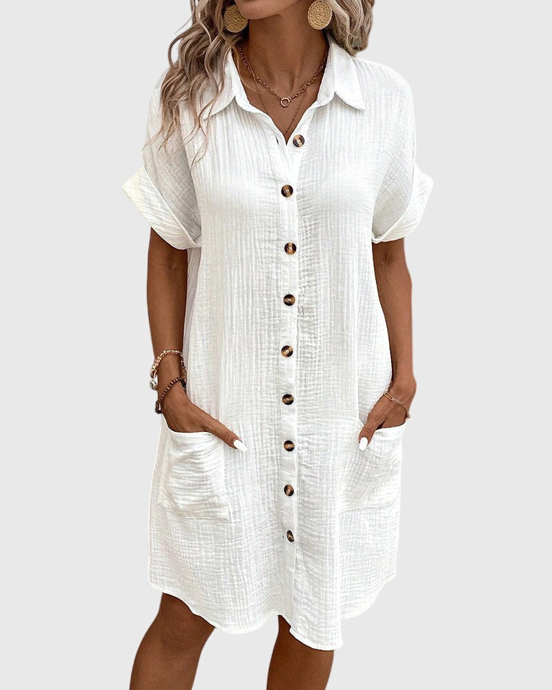 Caroline | Women's Relaxed Fit Midi Dress, Light Breathable Warm Weather Dress