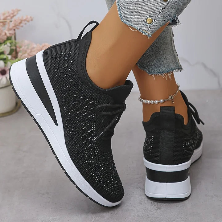 Bonnie | Women's Breathable Mesh Sneakers, Rhinestone Cushioned Comfort Shoes with Arch Support
