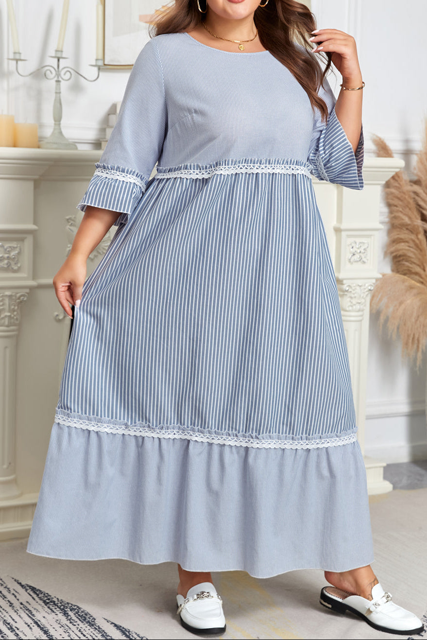 Skyline | Women's Striped Cotton Blend Maxi Dress, Plus Size Relaxed Fit Dress