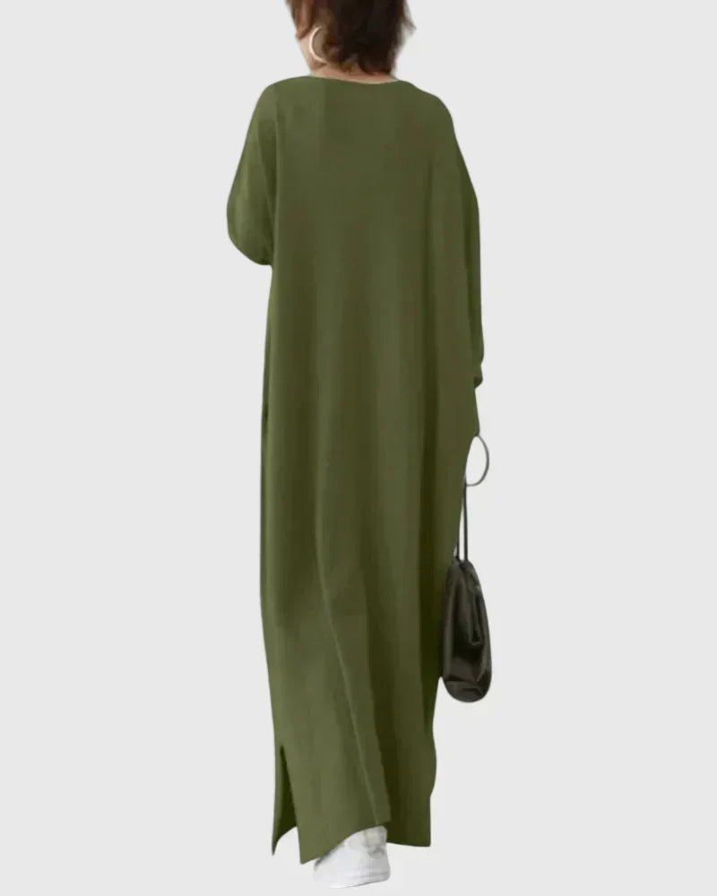 Gryelle | Women's Minimalist Maxi Dress, Sleek Relaxed Fit Dress for Everyday Wear
