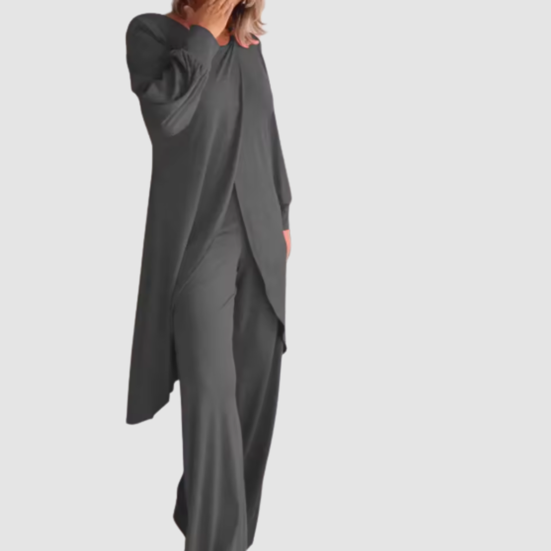 Laine | Women's Two-Piece Set, Longline Top and Relaxed Trousers Everyday Outfit