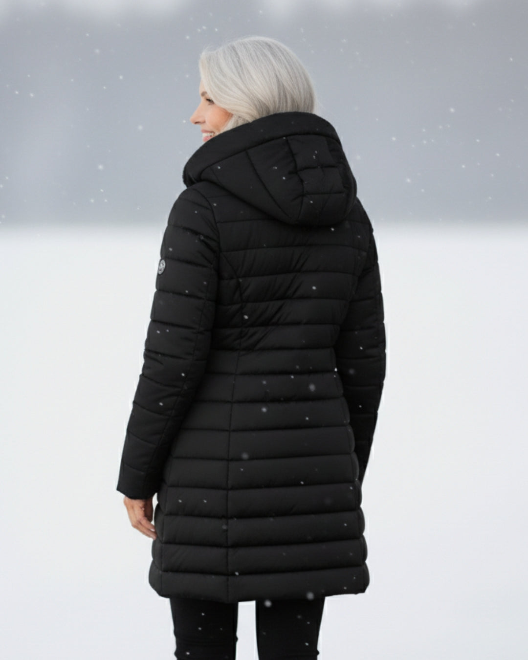 Olivia | Women's Quilted Nylon Puffer Winter Coat, Fleece-Lined Water-Resistant Longline