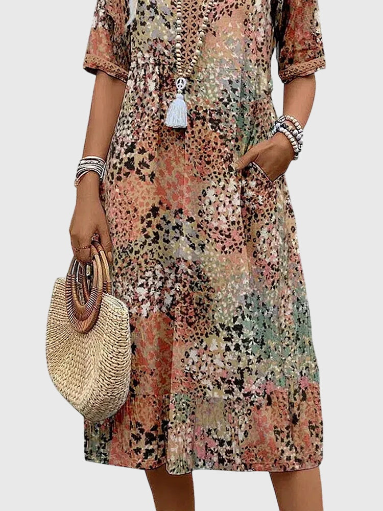 Bella | Women's Floral Print Midi Dress, Lightweight Garden Party Dress