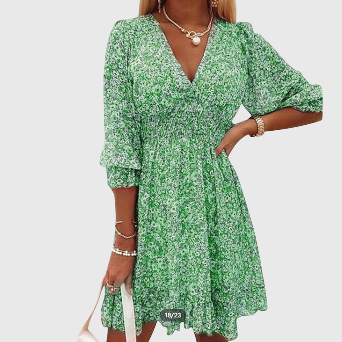 Elisa | Women's Floral Puff Sleeve Mini Dress, Lightweight Summer Dress