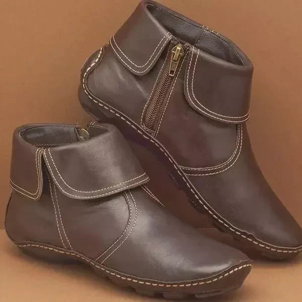 Women's Non-Slip Ankle Boots, Cushioned Buckle Boots with Arch Support