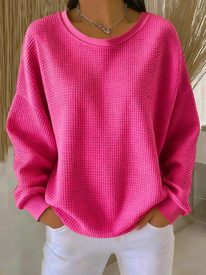Elora | Women's Textured Knit Sweater, Soft Relaxed Fit Casual Pullover