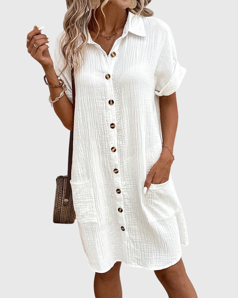 Caroline | Women's Relaxed Fit Midi Dress, Light Breathable Warm Weather Dress