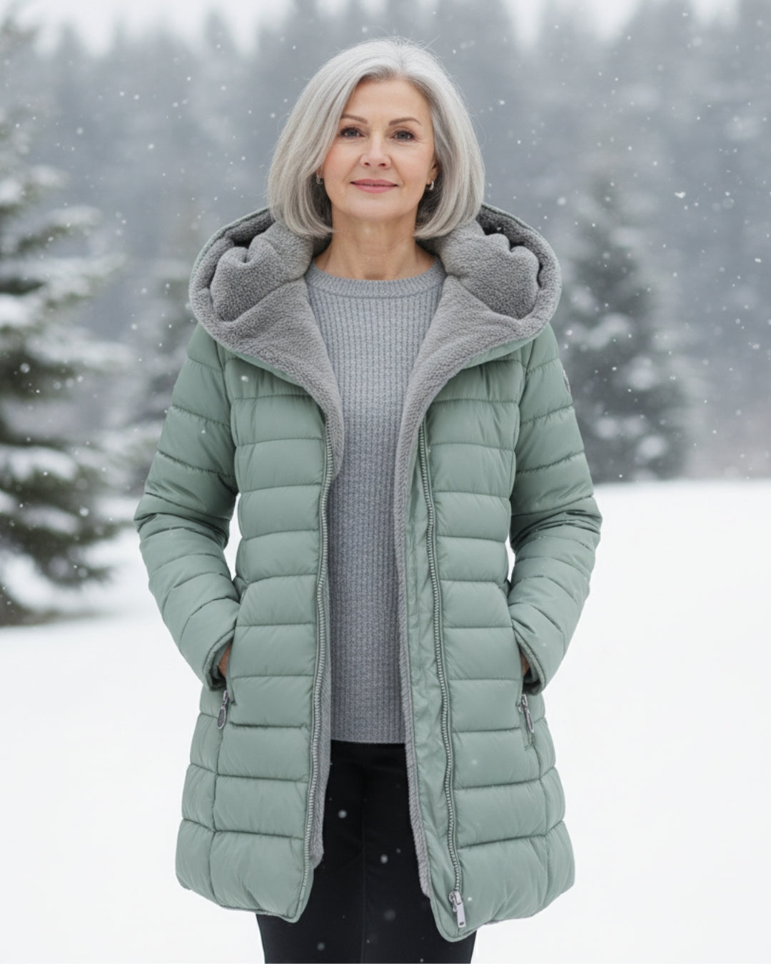 Olivia | Women's Quilted Nylon Puffer Winter Coat, Fleece-Lined Water-Resistant Longline