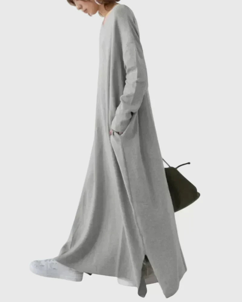 Gryelle | Women's Minimalist Maxi Dress, Sleek Relaxed Fit Dress for Everyday Wear