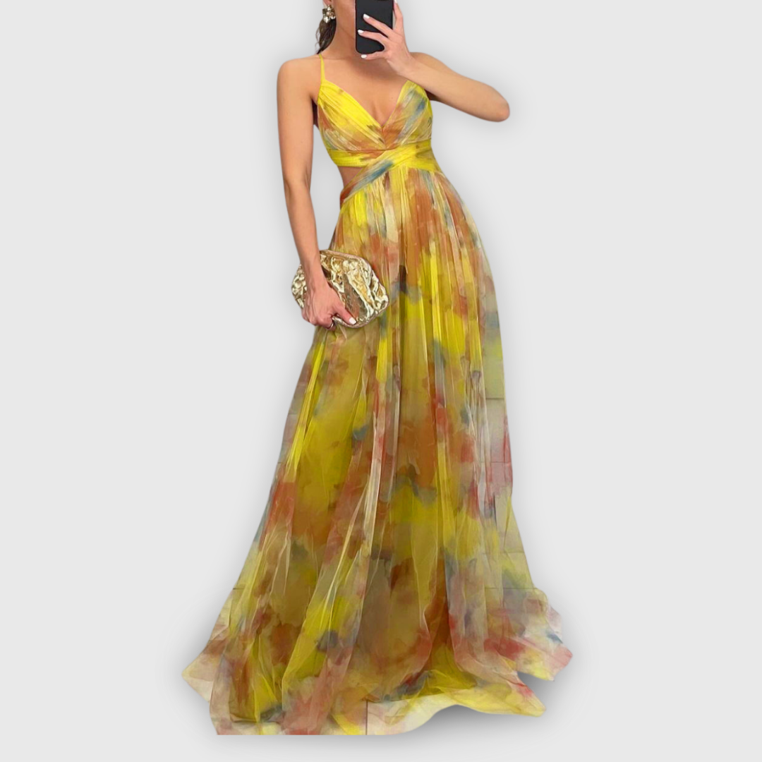 Dora | Women's Floral Maxi Dress, Adjustable Back Summer Dress for Evening Events