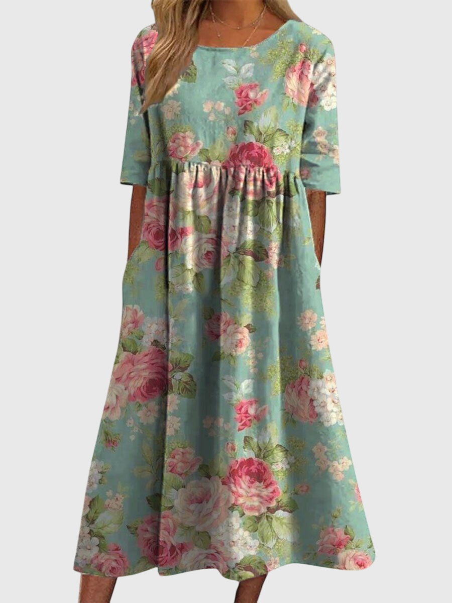 Djala | Women's Embroidered Flowy Dress, Relaxed Fit Casual Summer Dress