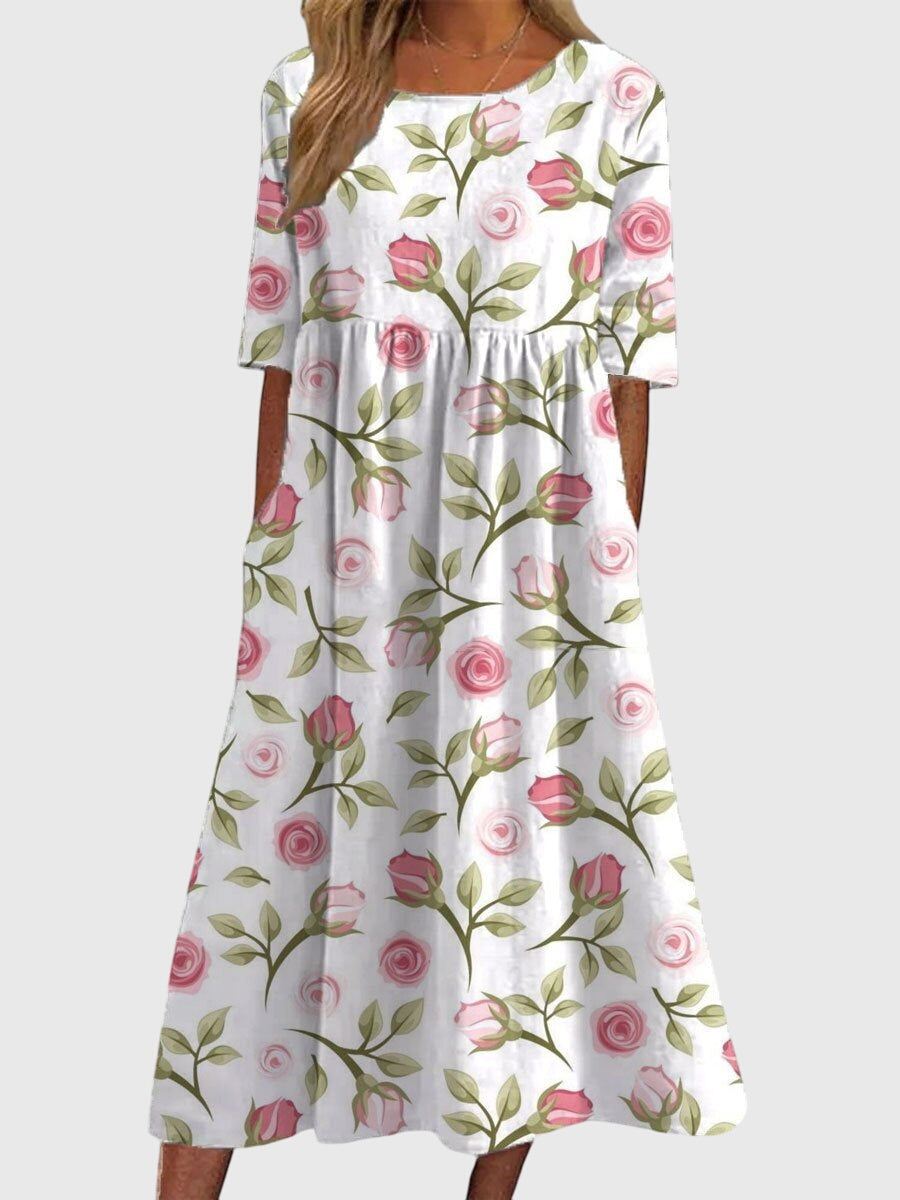 Djala | Women's Embroidered Flowy Dress, Relaxed Fit Casual Summer Dress