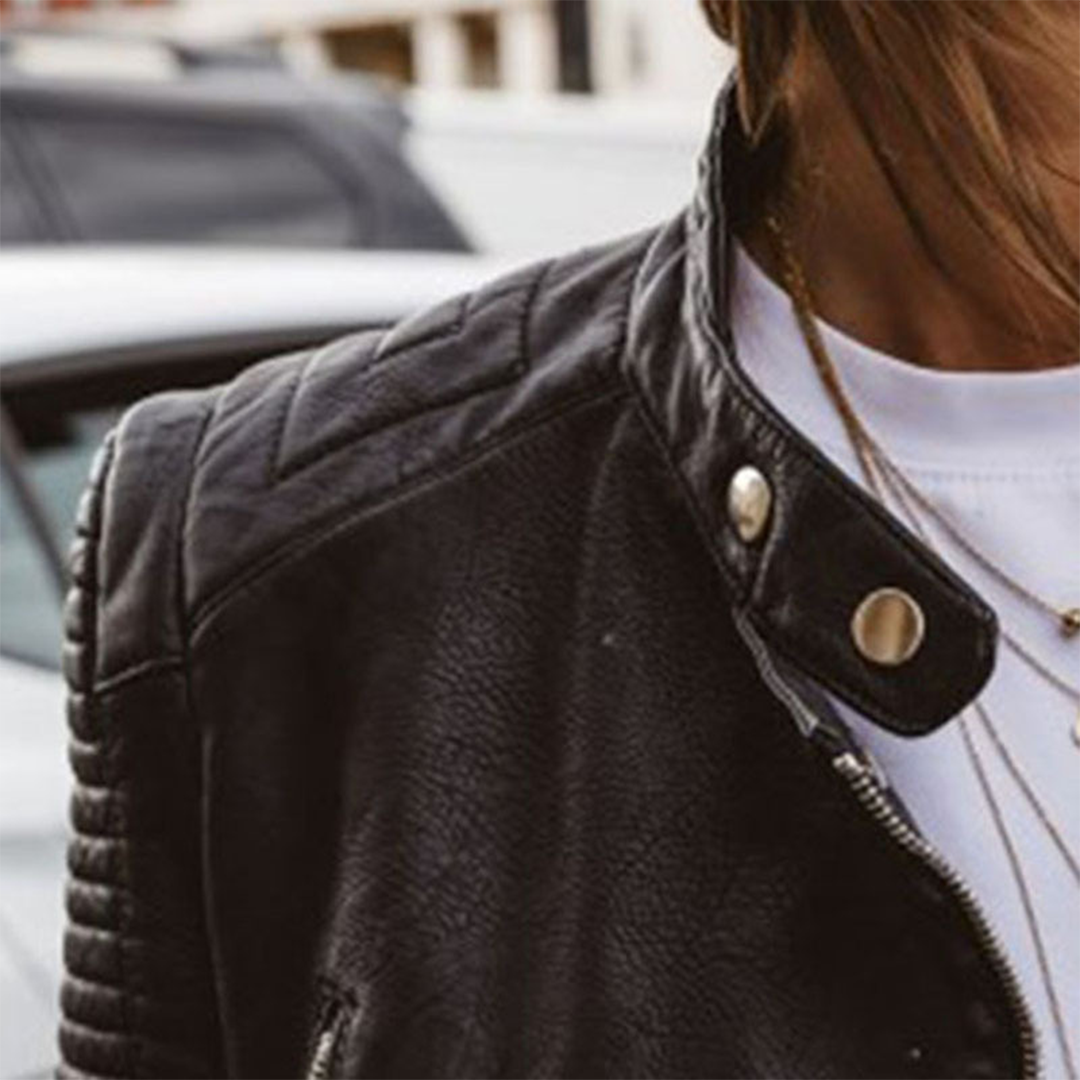 Janet | Women's Faux Leather Jacket, Tailored Vegan PU Jacket with Zip Pockets