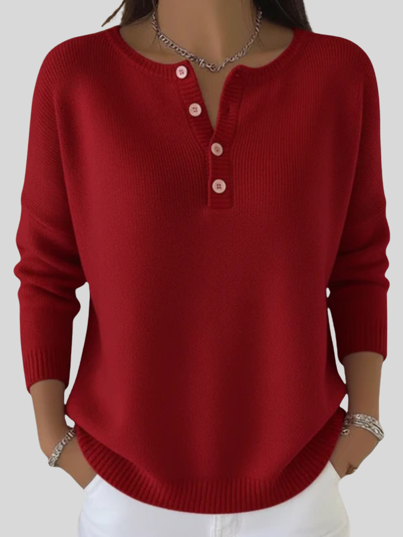 Bliss | Women's Button Detail Sweater, Soft Cozy Knit Pullover for Everyday Wear