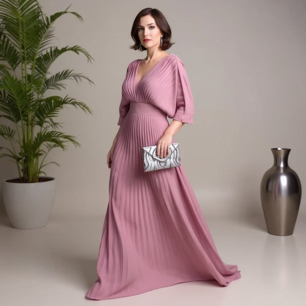 Greta | Women's Pleated Maxi Dress, Flowing Long Dress for Special Occasions