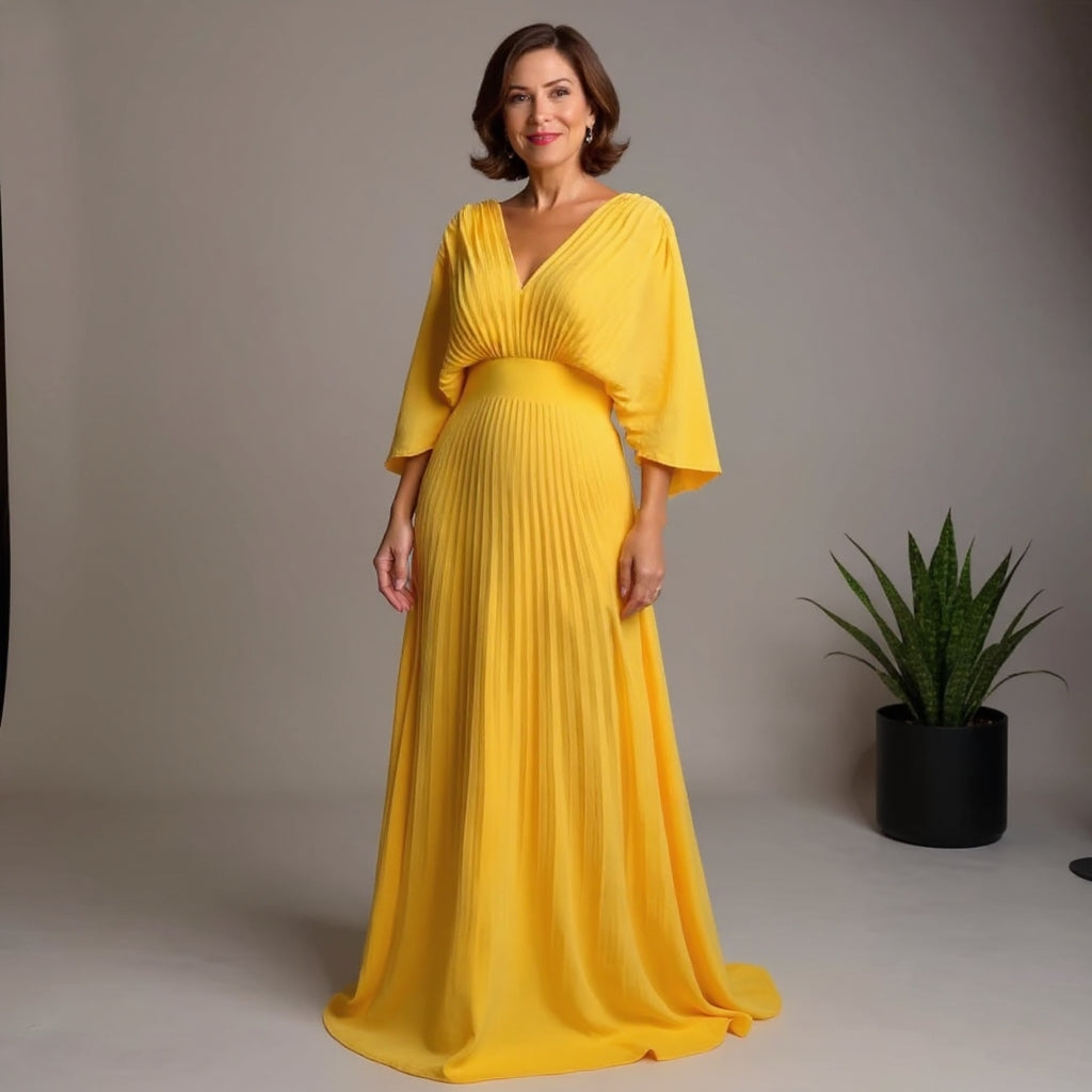 Greta | Women's Pleated Maxi Dress, Flowing Long Dress for Special Occasions