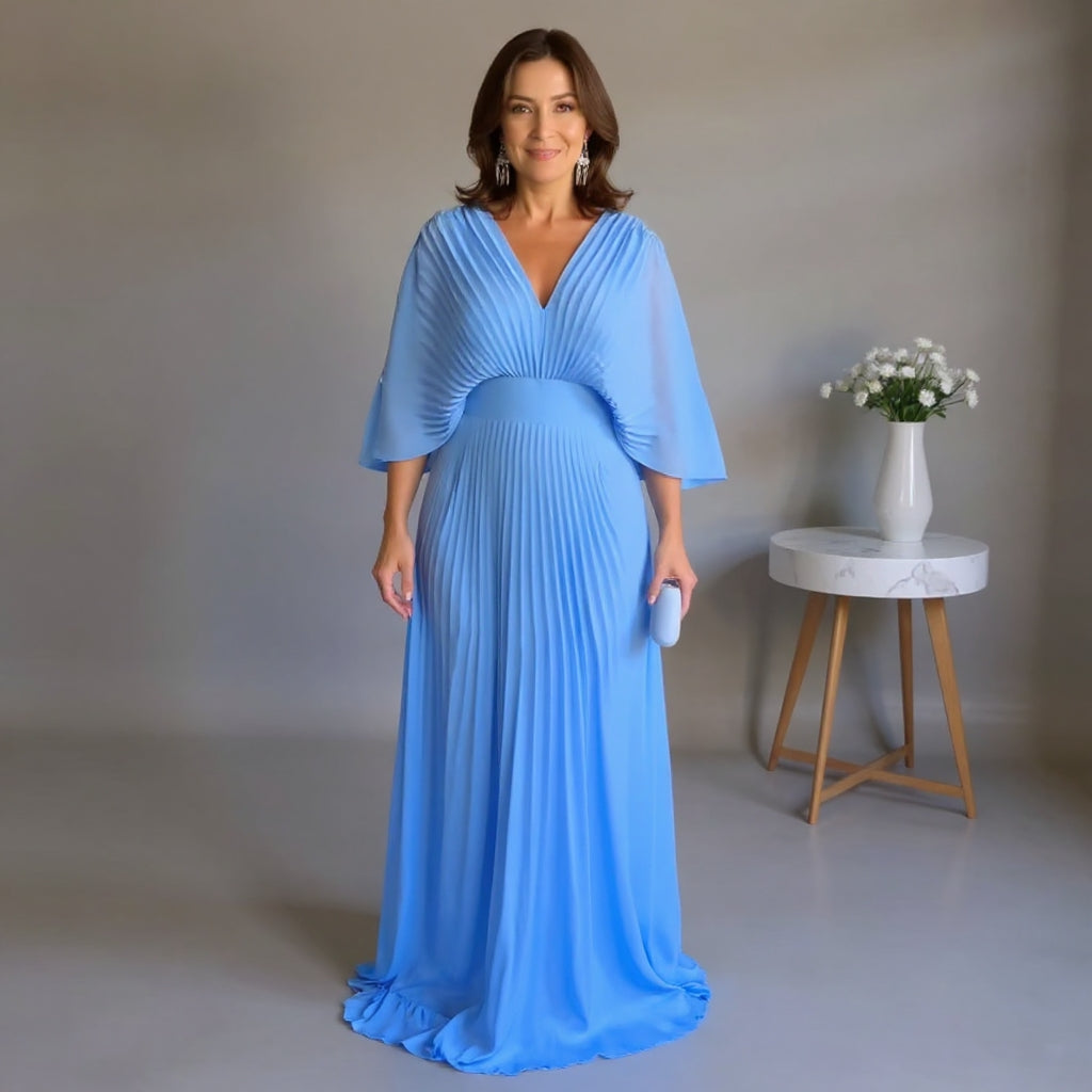 Greta | Women's Pleated Maxi Dress, Flowing Long Dress for Special Occasions