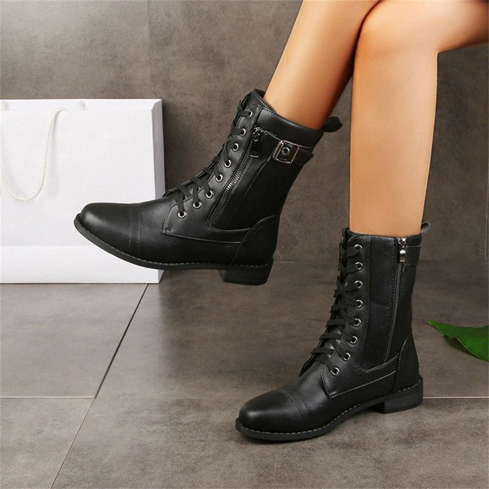 Erica | Women's Round Toe Vegan Leather Boots, Water-Repellent Wide Fit Side-Zip Boots