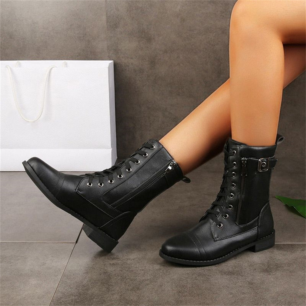 Erica | Women's Round Toe Vegan Leather Boots, Water-Repellent Wide Fit Side-Zip Boots