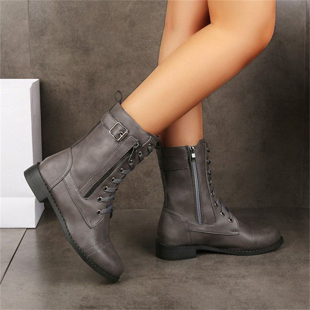 Erica | Women's Round Toe Vegan Leather Boots, Water-Repellent Wide Fit Side-Zip Boots