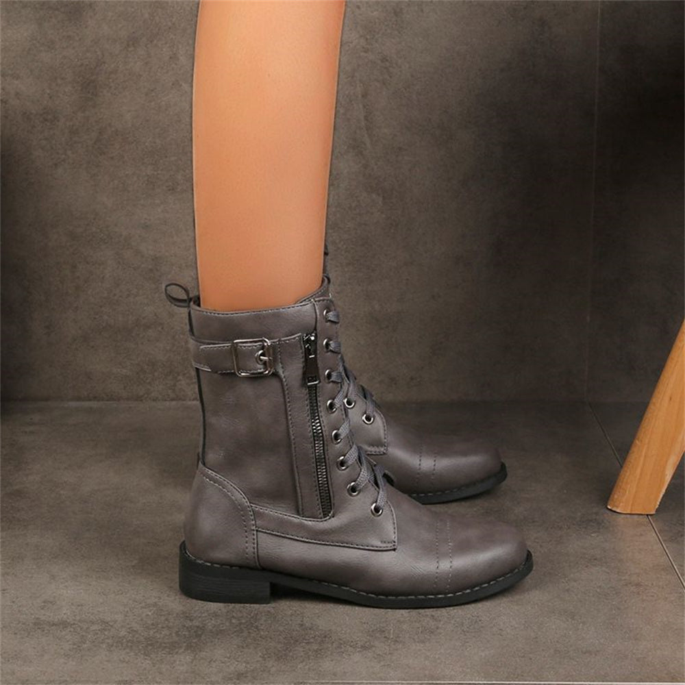 Erica | Women's Round Toe Vegan Leather Boots, Water-Repellent Wide Fit Side-Zip Boots