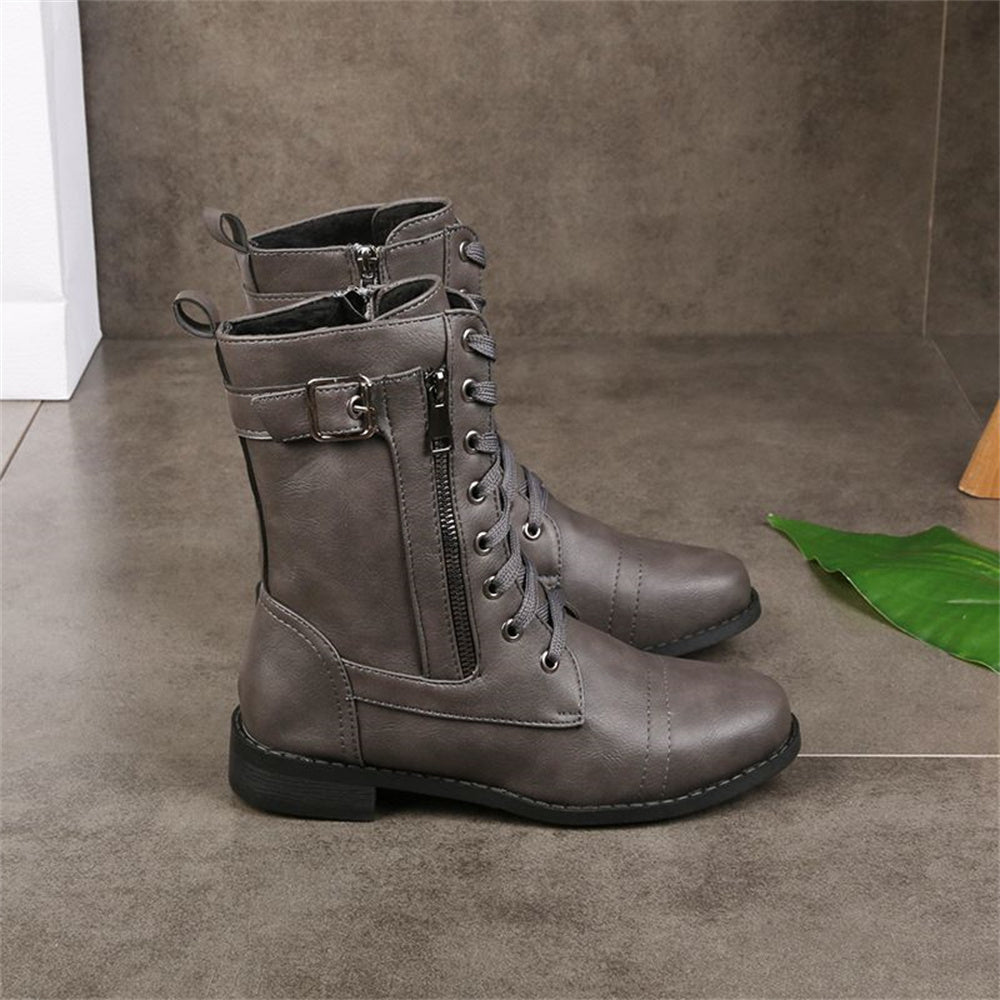 Erica | Women's Round Toe Vegan Leather Boots, Water-Repellent Wide Fit Side-Zip Boots